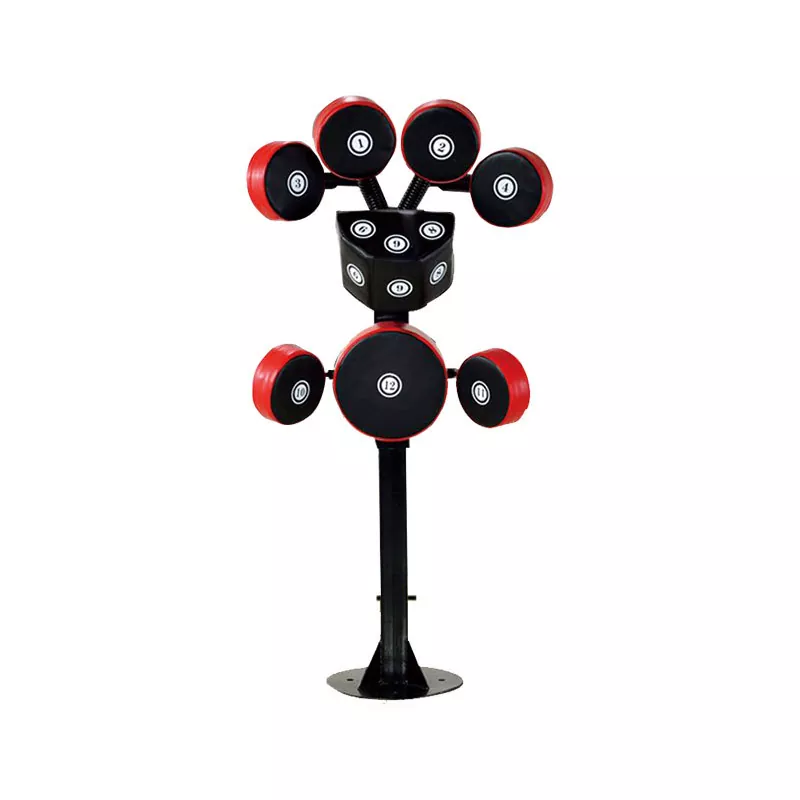 Multi-angle freestanding striking target front view showing multiple pad positions