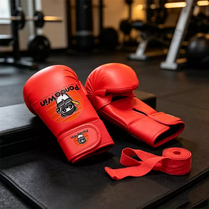 Close-up of WKF kumite mitt showing knuckle padding and open palm design
